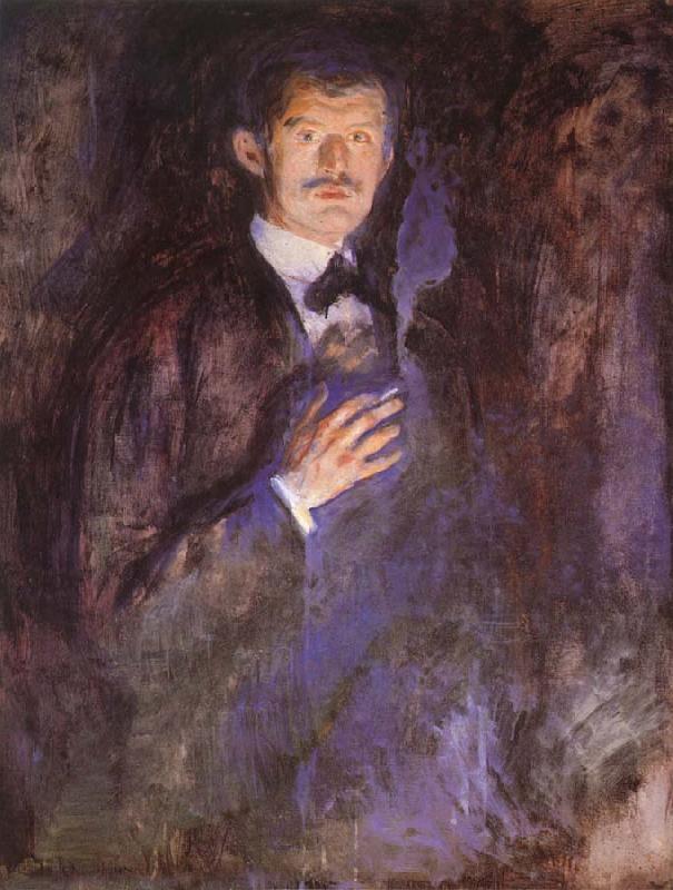 Edvard Munch Holding a cigarette of Self-Portrait